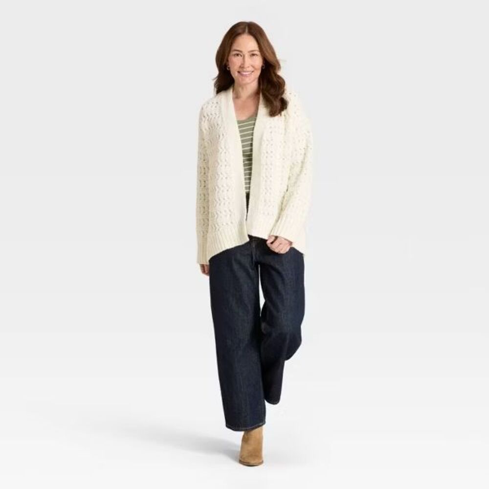 Women's Open Stitch Cozy Cardigan Sweater - Universal Thread™ Cream XL/XXL